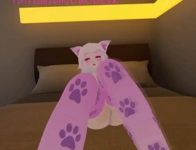 Lewd catgirl gets 4 orgasm denied frustrated squirming and moaning vrchat
