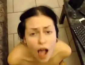 Girlfriend got heavy shower cum on face