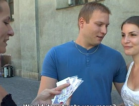 Czech couples young couple takes money for public foursome