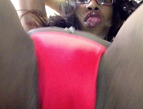 Cute ebony girl with glasses puts her pussy in your face after twerking